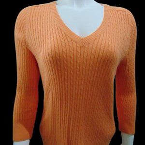 JEANNE PIERRE - CASUAL CLOSED SWEATER FOR WOMEN - SIZE S - ORANGE COLOR.
